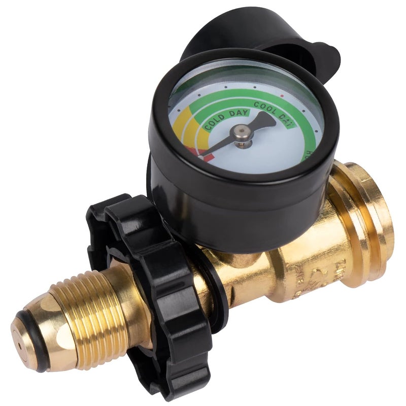 GASPRO Universal Propane Tank Gauge, Fits for 5-100lb Propane Tank Cylinder, Propane Adapter with POL Connection for RV, Camper, Gas Grill, Fire Pit, Propane Heater and More - Image 1